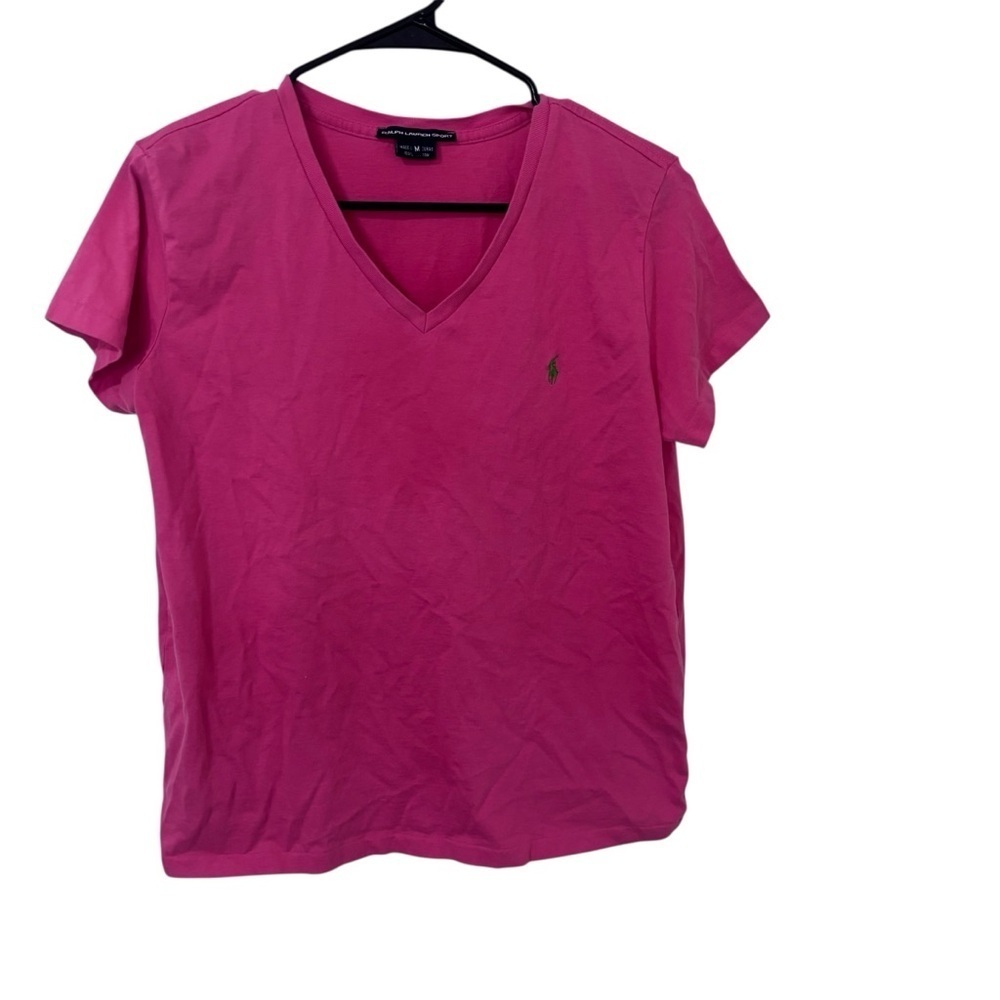 Ralph Lauren Sport Fuchsia V-Neck Short Sleeve Tee size M